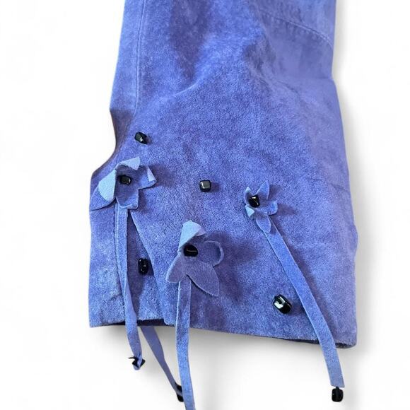 Vintage lilac suede jacket with flowers - Picture 2 of 7